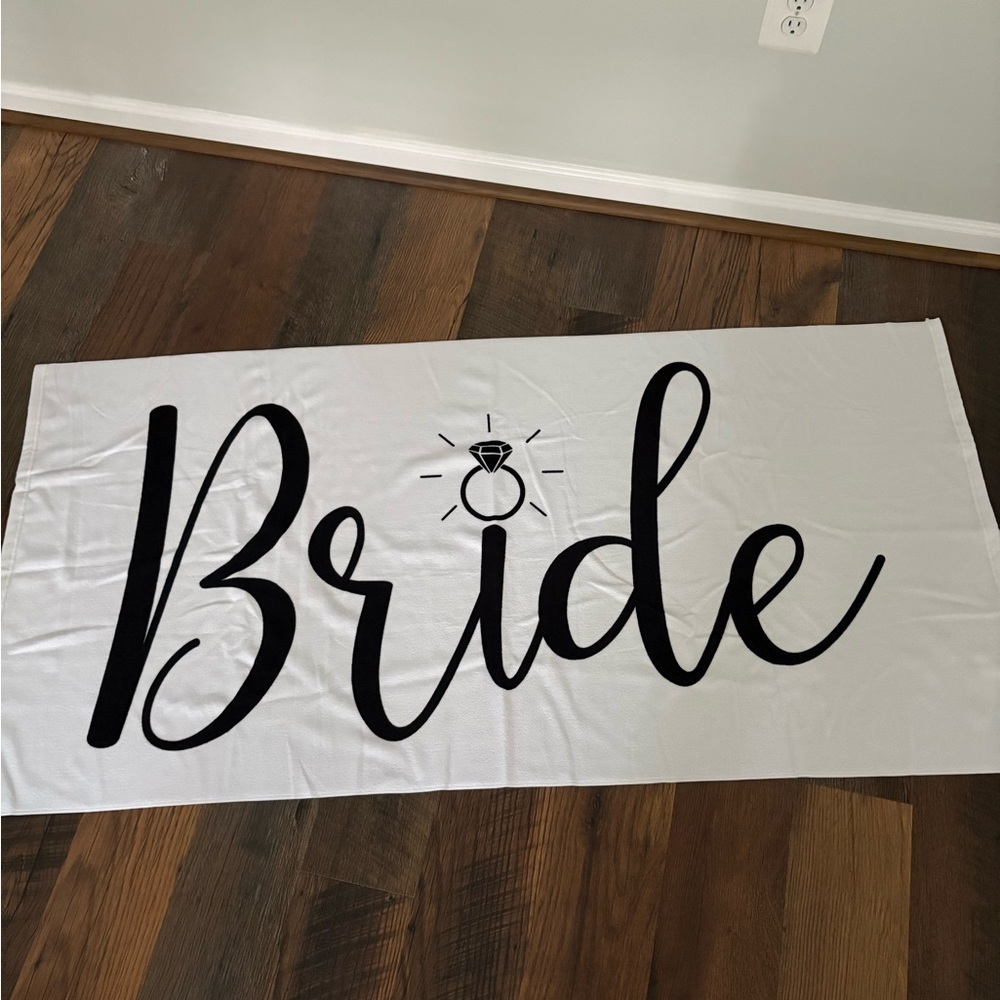 White and Black Bride Beach Towel